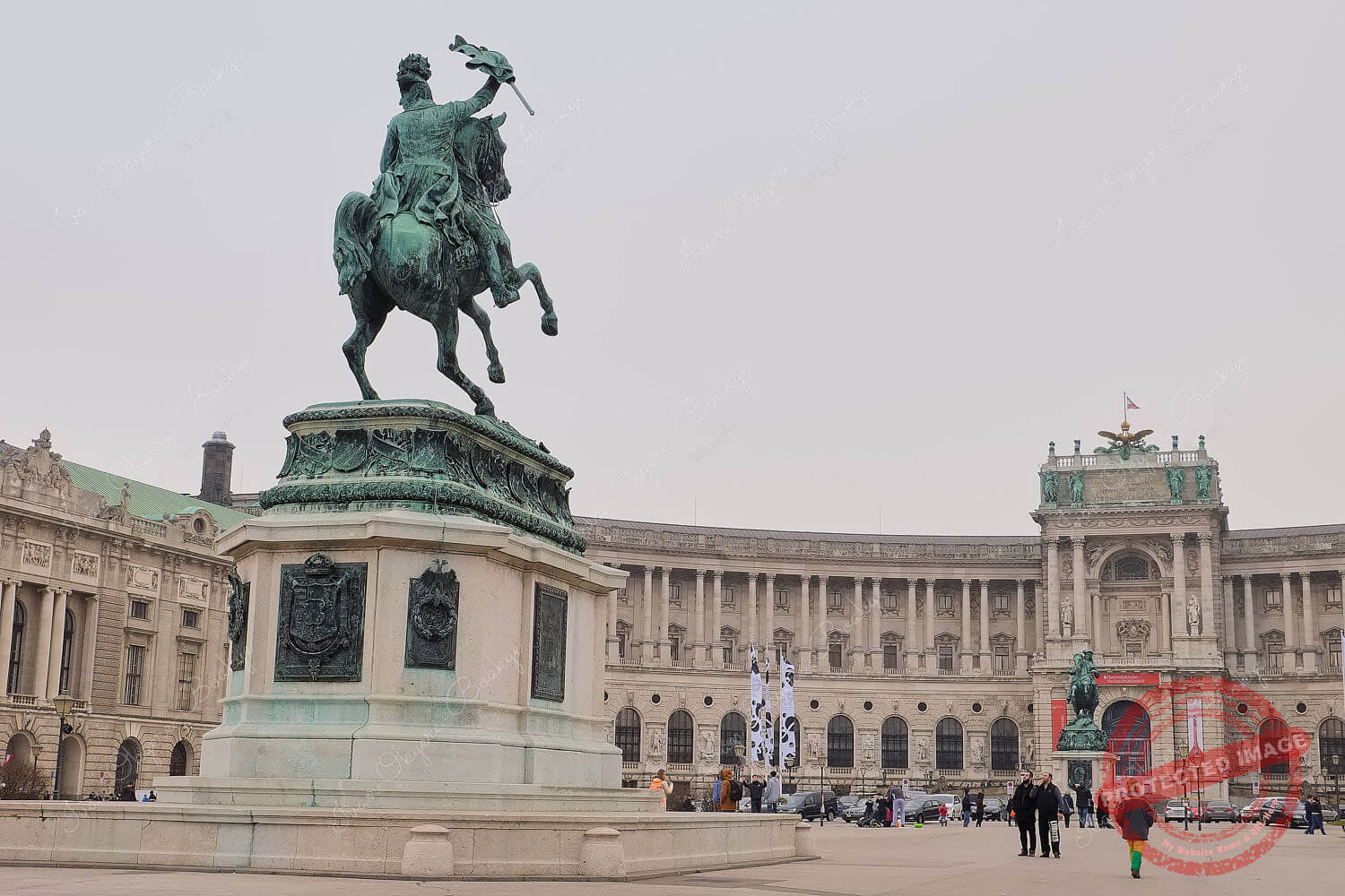 Prince Eugene of Savoy and Archduke Karl Equestrian Statues in Heroes' Square outside Hofburg Palace, Vienna, Austria