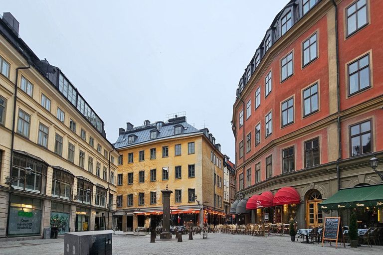 The colorful Järntorget square in Stockholm, Sweden