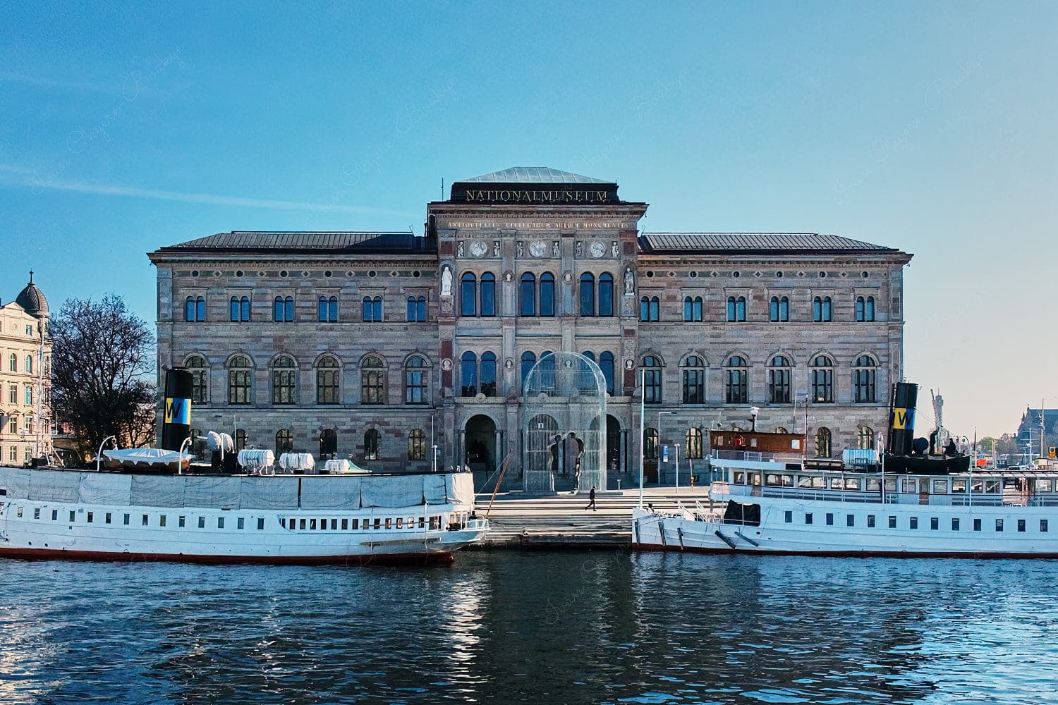 Waterfront view of the National Museum, Stockholm, Sweden